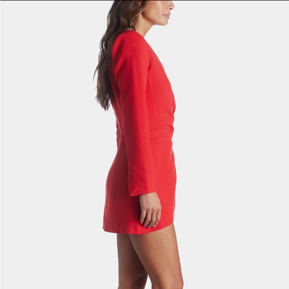 Lord & Taylor Deep Vneck Blazer Mini Dress Red - Picture 4 of 5